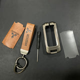 Premium Zinc Alloy Metal & Genuine Leather Key Cover for Mitsubishi