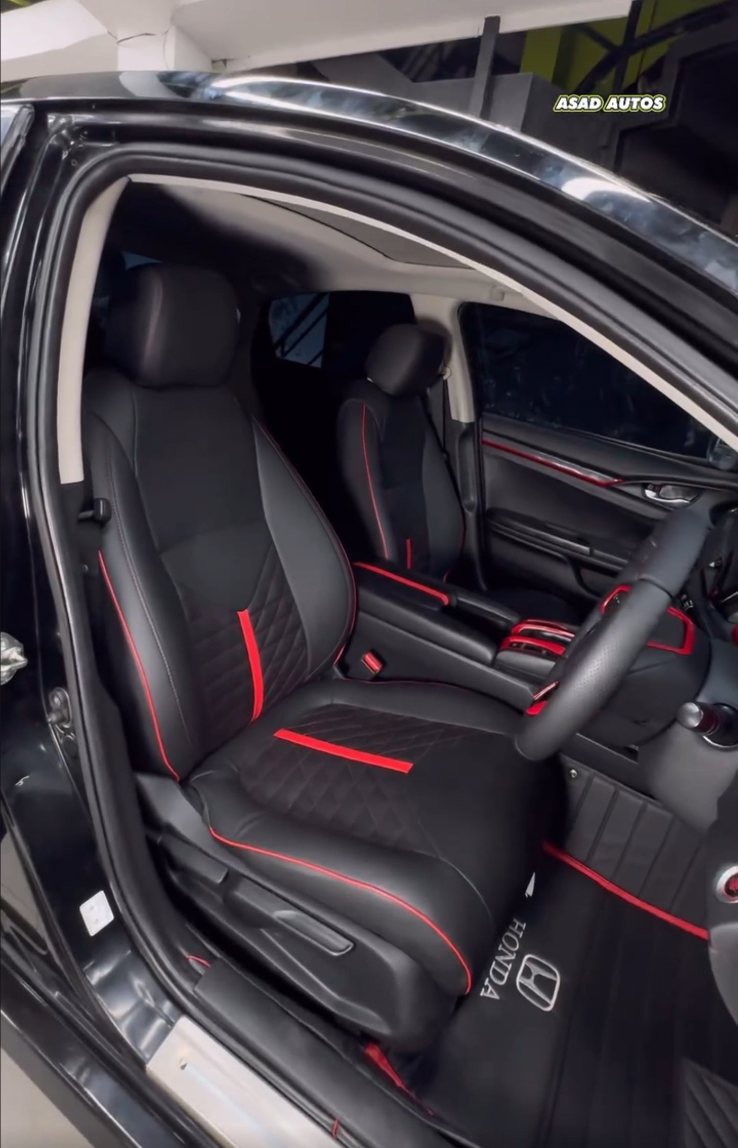 Transform Your Honda Civic X with Bespoke Seat Covers in Lamborghini Red Style