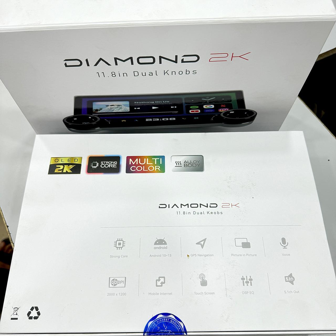 Diamond 2K Stereo 11.8in Dual Knobs || Compatible with Any Car – Wireless Apple CarPlay