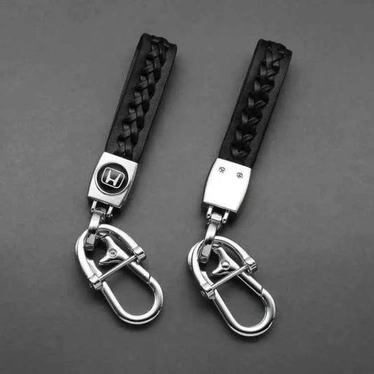 Keychain for Honda (NEW) Leather Braided Metal Car Honda Logo / Monogram