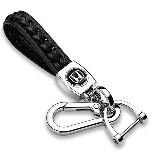 Keychain for Honda (NEW) Leather Braided Metal Car Honda Logo / Monogram