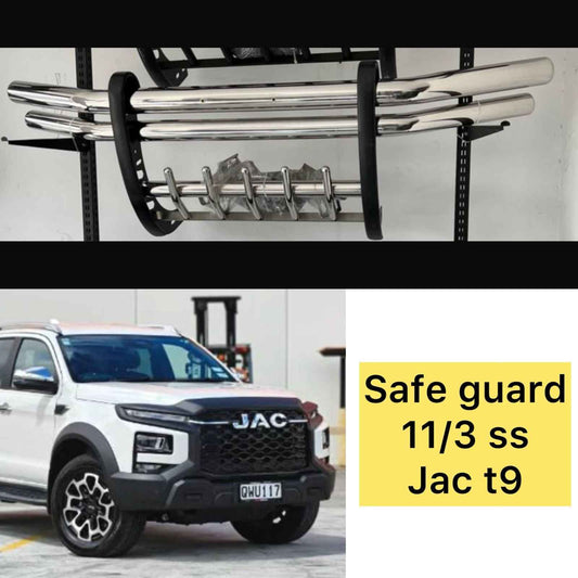 JAC T9 Hunter 2025–2026 Front Bumper Safe Guard – Double Pipe with Built-In Fog Lamps | Heavy-Duty Protection