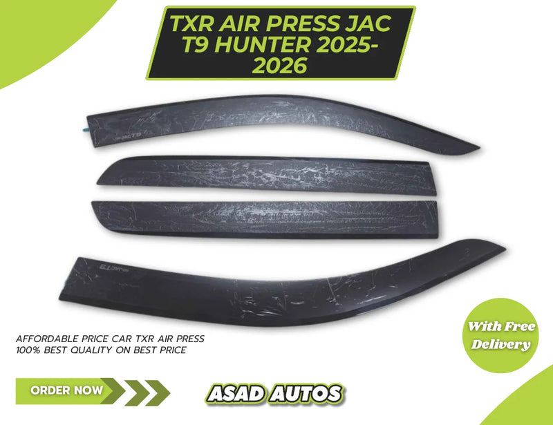 JAC T9 Hunter 2025–2026 TXR Air Press 4 Pcs with Chrome Sun Visor – Ultimate Comfort & Style