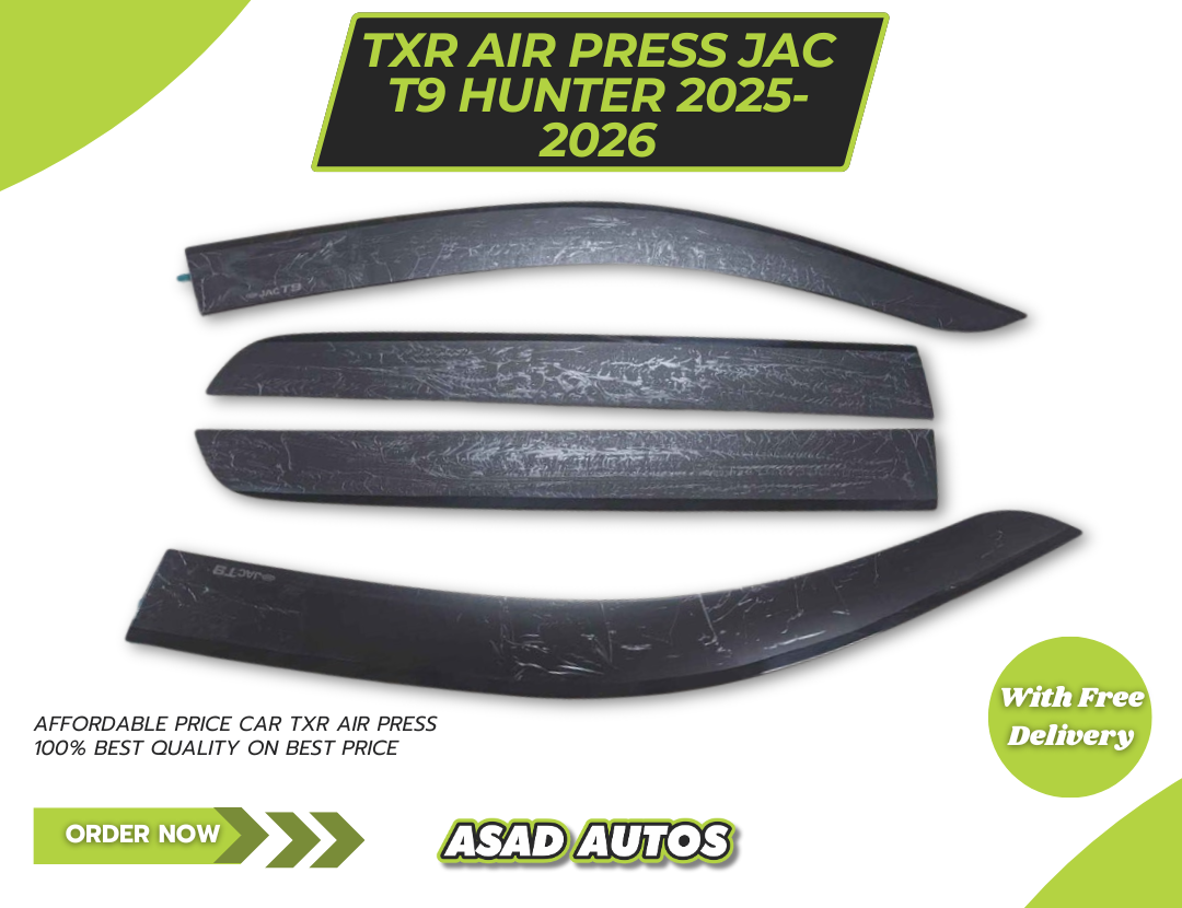 JAC T9 Hunter 2025–2026 TXR Air Press 4 Pcs with Chrome Sun Visor – Ultimate Comfort & Style