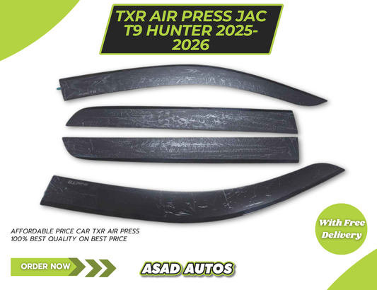JAC T9 Hunter 2025–2026 TXR Air Press 4 Pcs with Chrome Sun Visor – Ultimate Comfort & Style