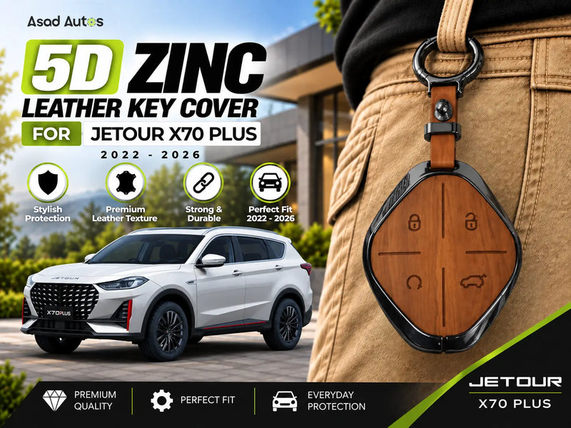 Jetour X70 Plus key cover 2025–2026 with premium 5D zinc leather design