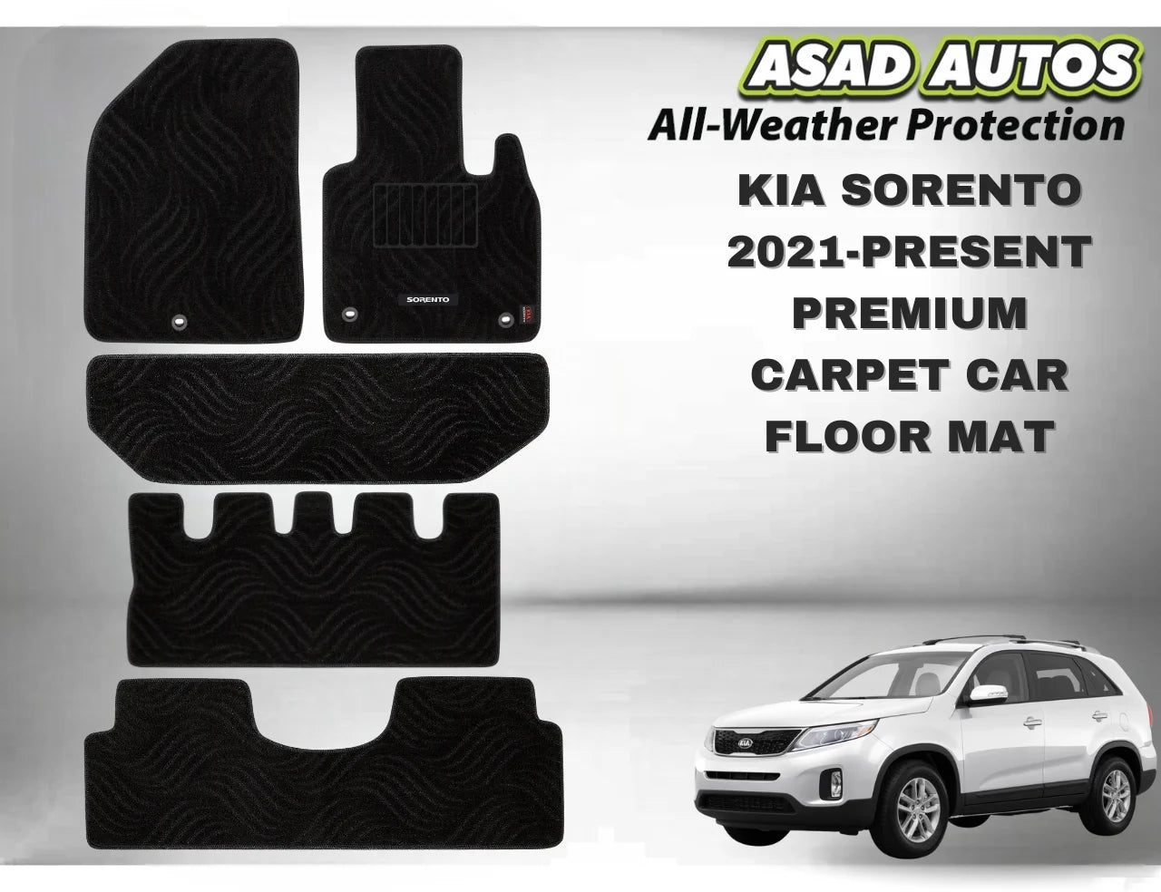 KIA Sorento 2021–Present Premium Carpet Car Floor Mat – Custom Fit & Comfort