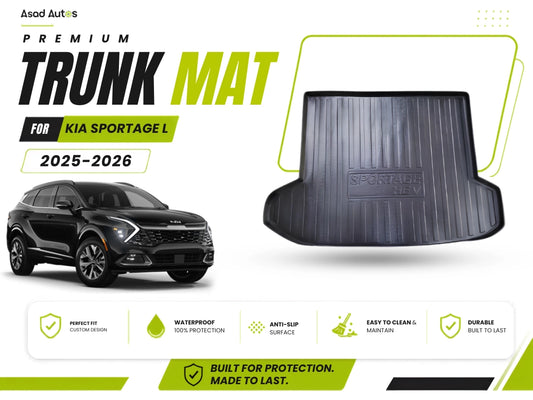 Keep your Kia Sportage L HEV 2025-2026 trunk clean and protected with our Premium Black PVC Trunk Mat