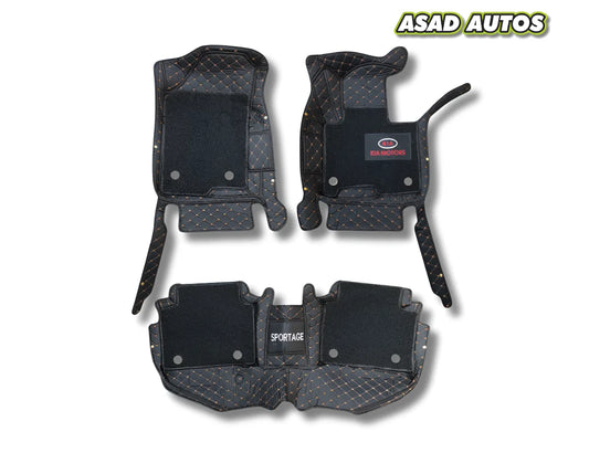 Kia Sportage 2018–2024 11D Floor Mats Mix Thread Black with Black Grass – Premium Custom Fit