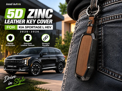 Kia Sportage L HEV 2025-2026 leather key case with metal key ring