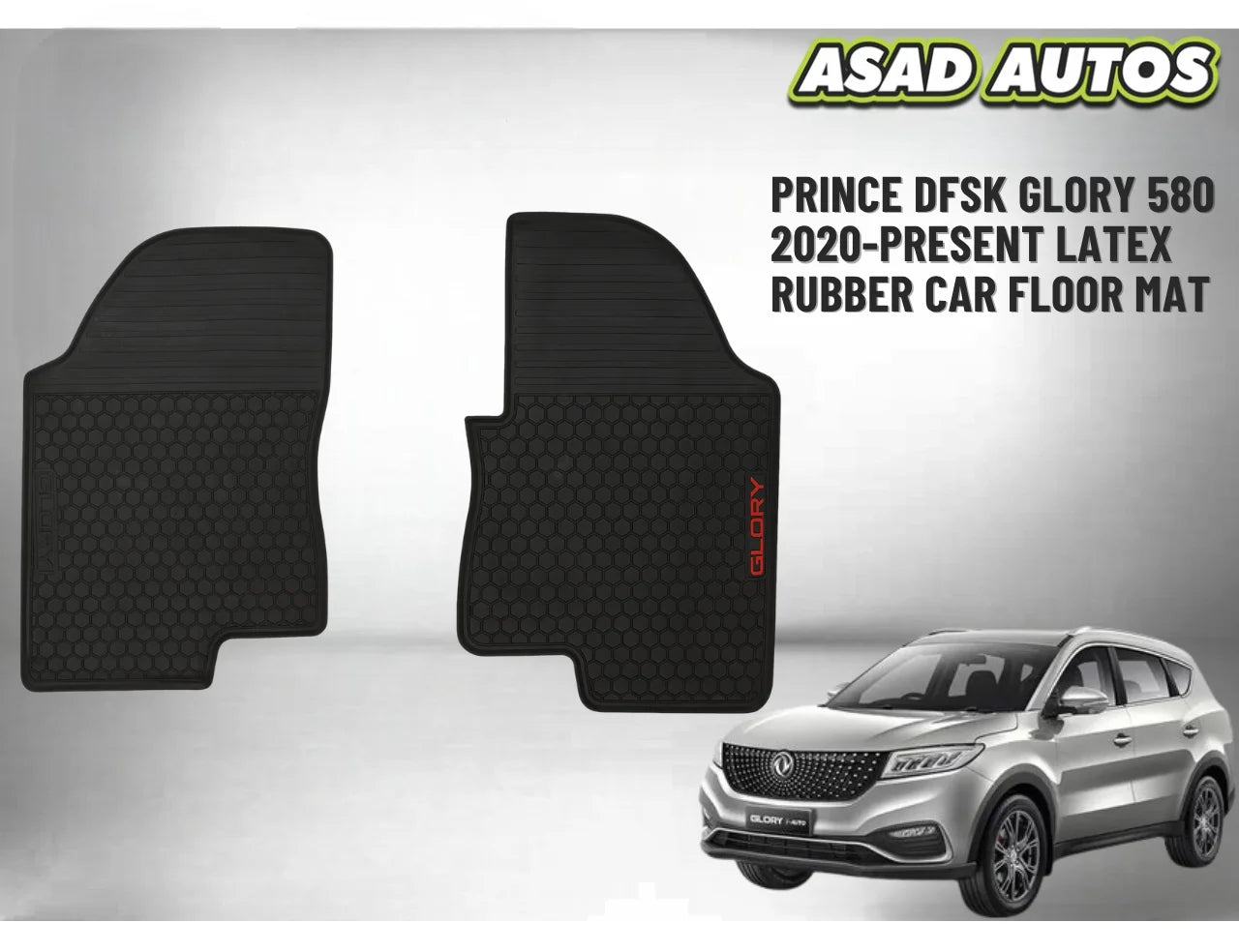 Latex Rubber Car Floor Mat for Prince DFSK Glory 580 2020–Present – All-Weather Fit
