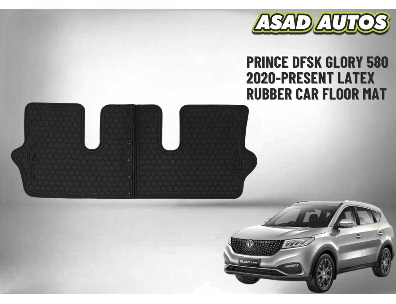 Latex Rubber Car Floor Mat for Prince DFSK Glory 580 2020–Present – All-Weather Fit

