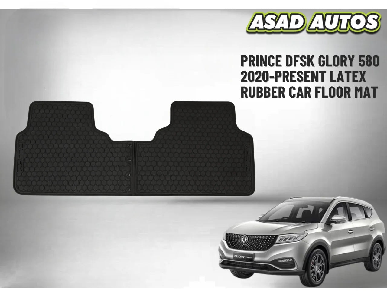 Latex Rubber Car Floor Mat for Prince DFSK Glory 580 2020–Present – All-Weather Fit
