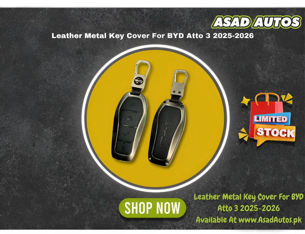 Leather Metal Key Cover For BYD Atto 3 2025-2026 – Premium Smart Key Protection
