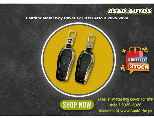 Leather Metal Key Cover For BYD Atto 3 2025-2026 – Premium Smart Key Protection