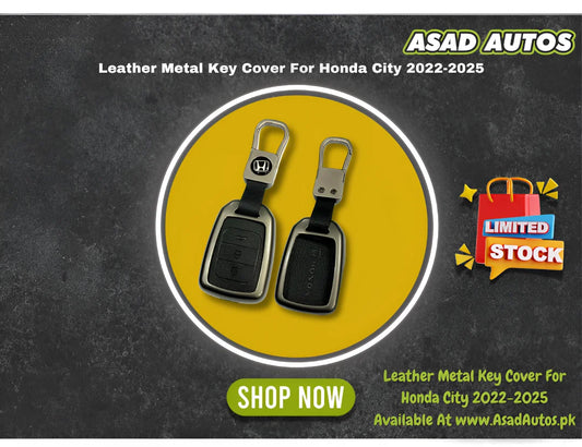 Leather Metal Key Cover For Honda City 2022-2026 – Premium Car Key Protection