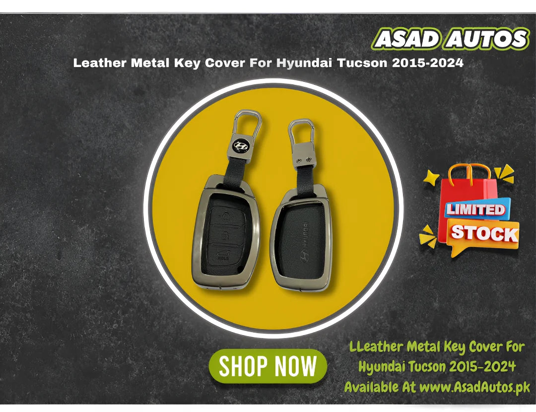 Leather Metal Key Cover For Hyundai Tucson 2015-2024 – Premium Key Protection