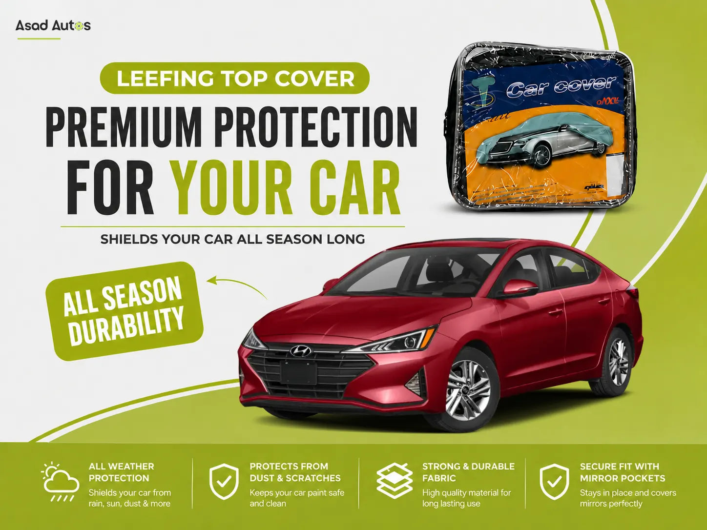 Leefing Top Cover Protecting Hyundai Elantra from Sun and Dust