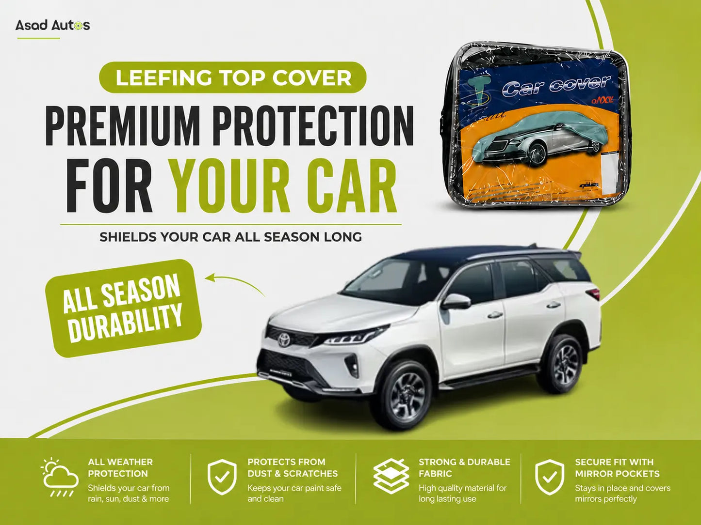 Leefing Top Cover Protecting Toyota Fortuner from Sun and Dust