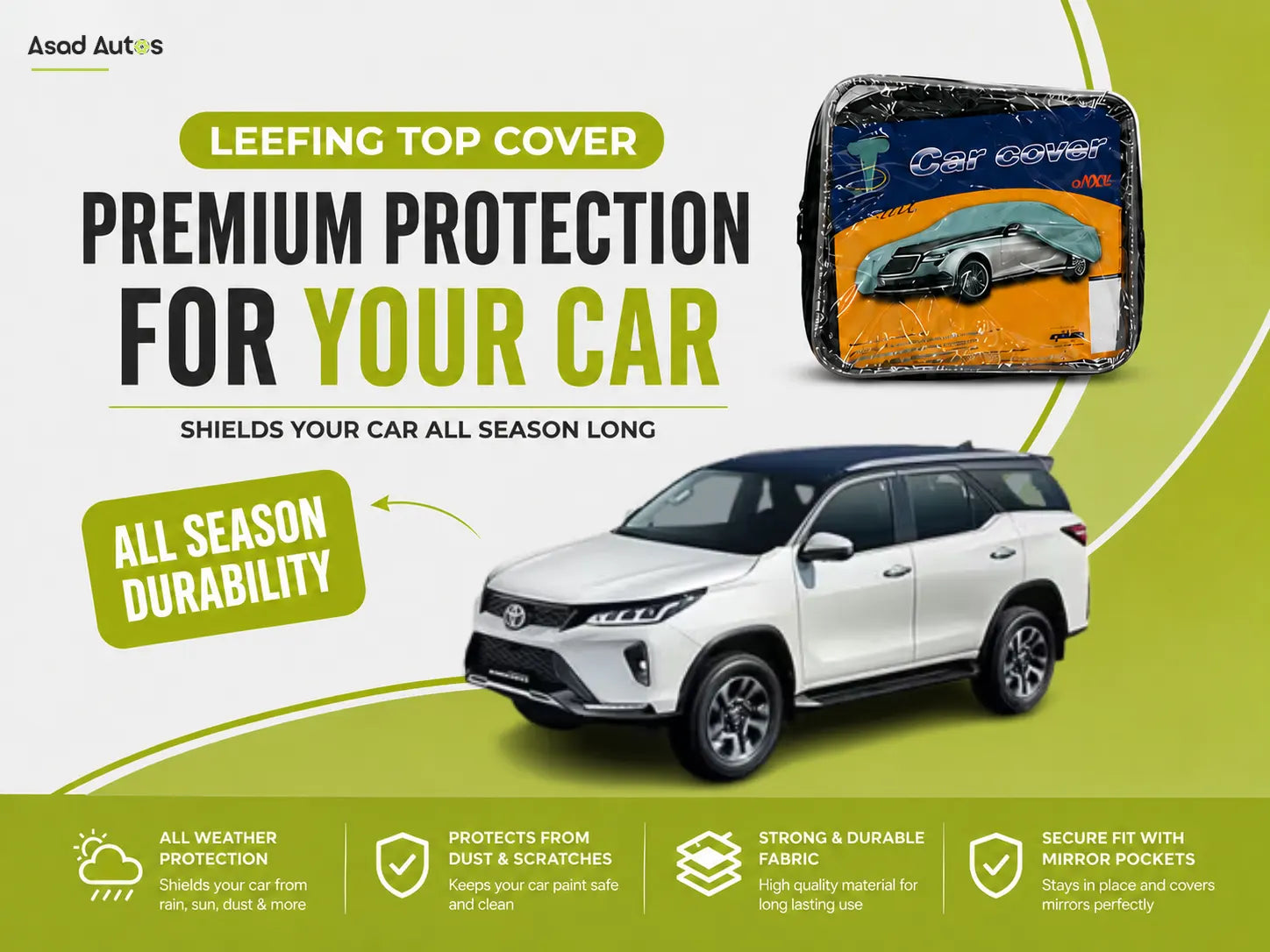 Leefing Top Cover Protecting Toyota Fortuner from Sun and Dust