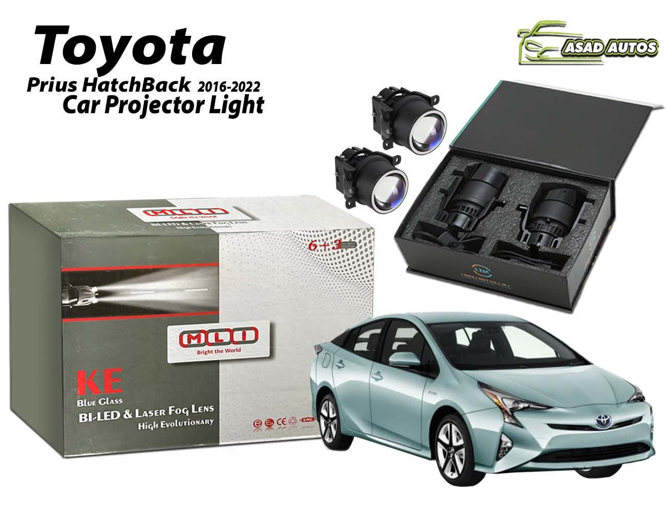 MLI Car Fog Lamp Projector Lights with BI LED lens for Toyota Prius Hatchback 2016-2025, offering superior brightness, energy efficiency, and modern design Projector Lights For Car.
