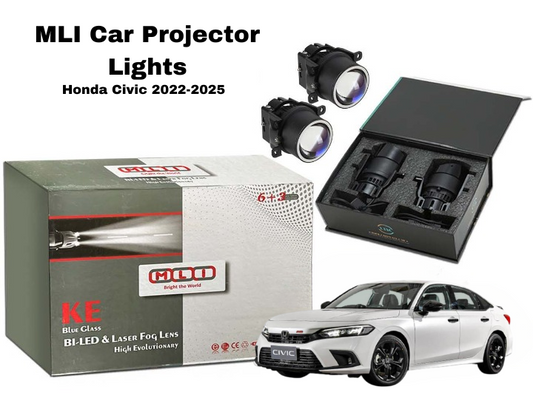 MLI Car Projector Fog Lights BI LED Lens for Honda Civic 2022-2026 offering powerful illumination, enhanced visibility, and modern style for a premium driving experience.
