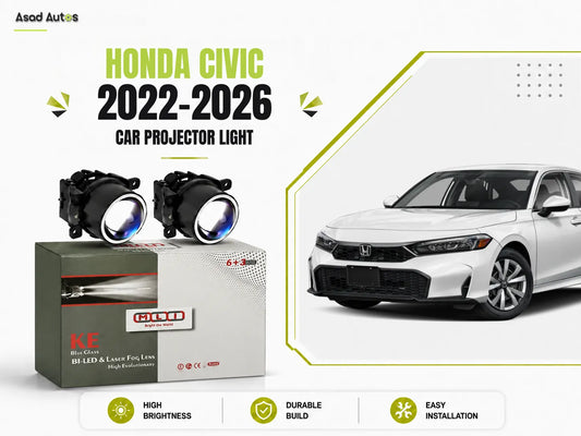 MLI Car Projector Fog Lights BI LED Lens for Honda Civic 2022-2026 offering powerful illumination, enhanced visibility, and modern style for a premium driving experience.