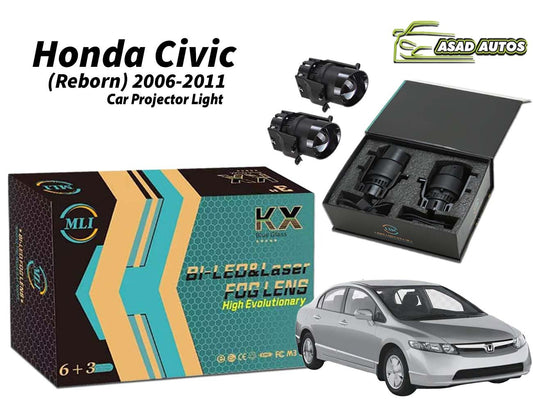 MLI Car Projector Fog Lights BI LED Lens for Honda Civic (Reborn) 2006-2011 Sedan, offering enhanced illumination and modern style with high-performance lighting technology.
