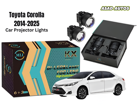 MLI Car Projector Lights BI LED Lens for Toyota Corolla Sedan 2014-2025, offering improved visibility, brightness, and a modern design for an enhanced driving experience.
