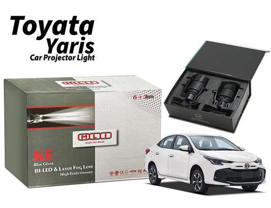 MLI Car Projector Lights BI LED Lens for Toyota Yaris Sedan (2018-2025), offering enhanced visibility, energy-efficient lighting, and a sleek design to improve your driving experience.

