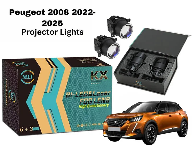 MLI Car Projector Lights with BI LED lens for Peugeot 2008 2022-2025 Crossover, delivering enhanced brightness, energy efficiency, and a modern design.
