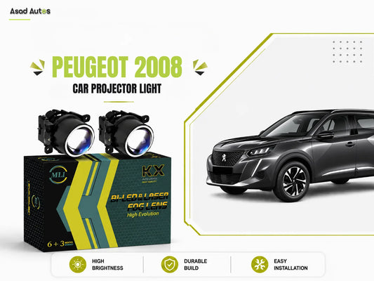 MLI Car Projector Lights with BI LED lens for Peugeot 2008 Crossover, delivering enhanced brightness, energy efficiency, and a modern design.
