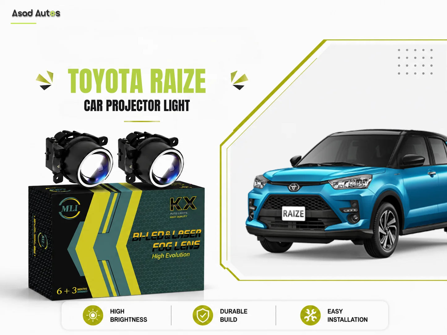MLI Projector Lights Bi Fog Lamp for Toyota Raize – High-Performance Bi-LED Headlights