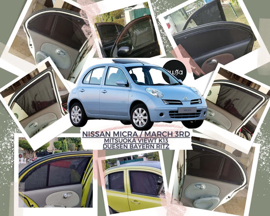 Awra Window Curtains Sun Shades (Car Pardy) for Nissan March 2002 - 2010 3rd