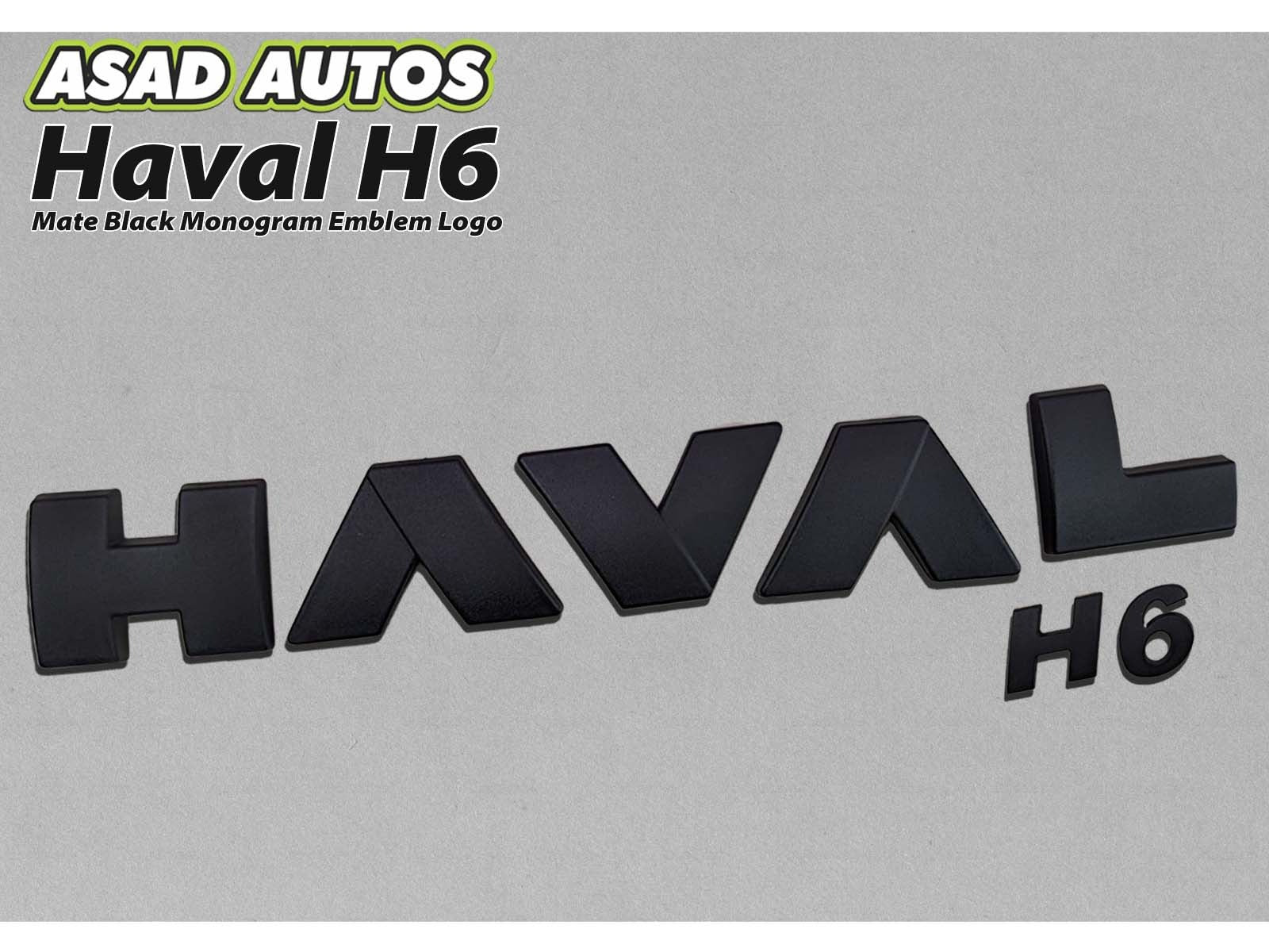"Matte Black Monogram Emblem for Haval H6 – Front Grille View"
