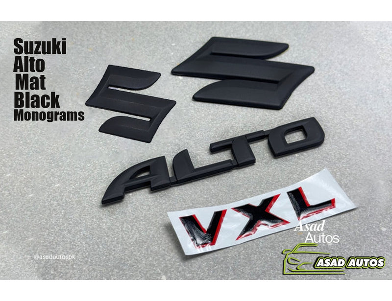 Matte Black Suzuki Alto 2014-2026 Monograms – Premium Car Styling Accessory