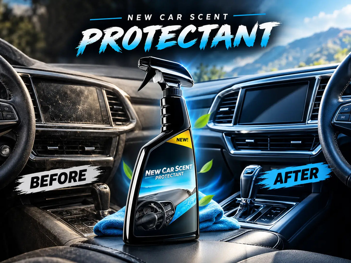 Meguiar’s New Car Scent Protectant offers superior protection and shine for all vinyl, rubber, and plastic surfaces, leaving behind a fresh, new car scent