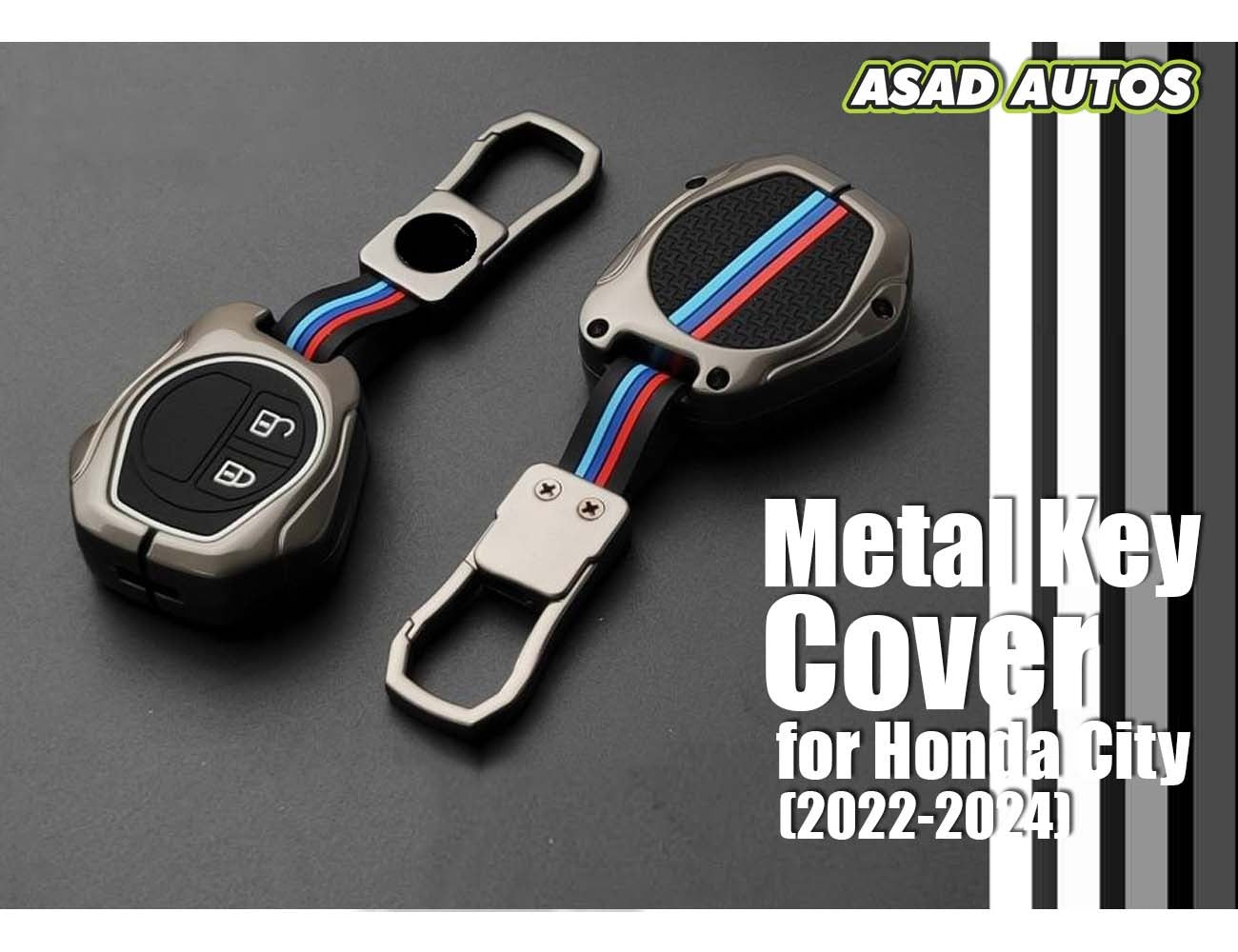 Metal Key Cover for Honda City (2022-2024) – Durable 3-Button Key Protector
