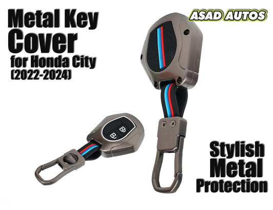Metal Key Cover for Honda City (2022-2024) – Durable 3-Button Key Protector
