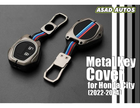 Metal Key Cover for Honda City (2022-2024) – Durable 3-Button Key Protector
