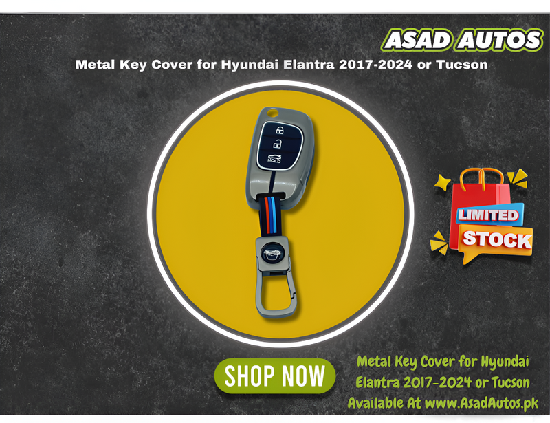 Metal Key Cover for Hyundai Elantra & Tucson – 3/4 Button Smart Key Protection

