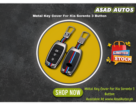 Metal Key Cover for Kia Sorento – 3-Button Key Shell with Metallic Finish

