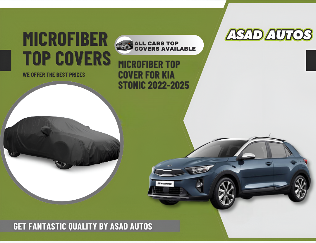 Microfiber top cover installed on Kia Stonic 2022-2025 for heat and UV protection