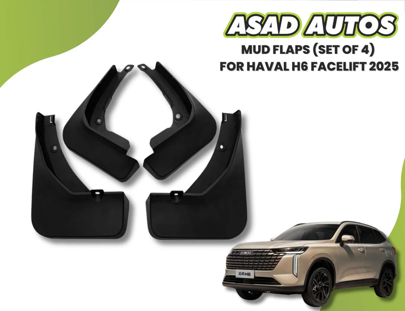 Mud Flaps for Haval H6 Facelift 2025 – Set of 4 Front and Rear Splash Guards
