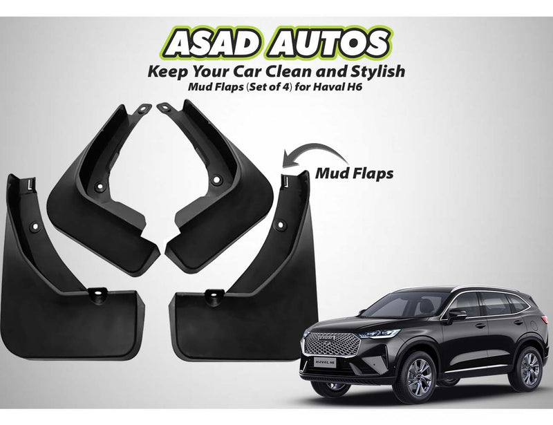 Mud flaps (set of 4) for Haval H6 providing superior protection and a stylish look.

