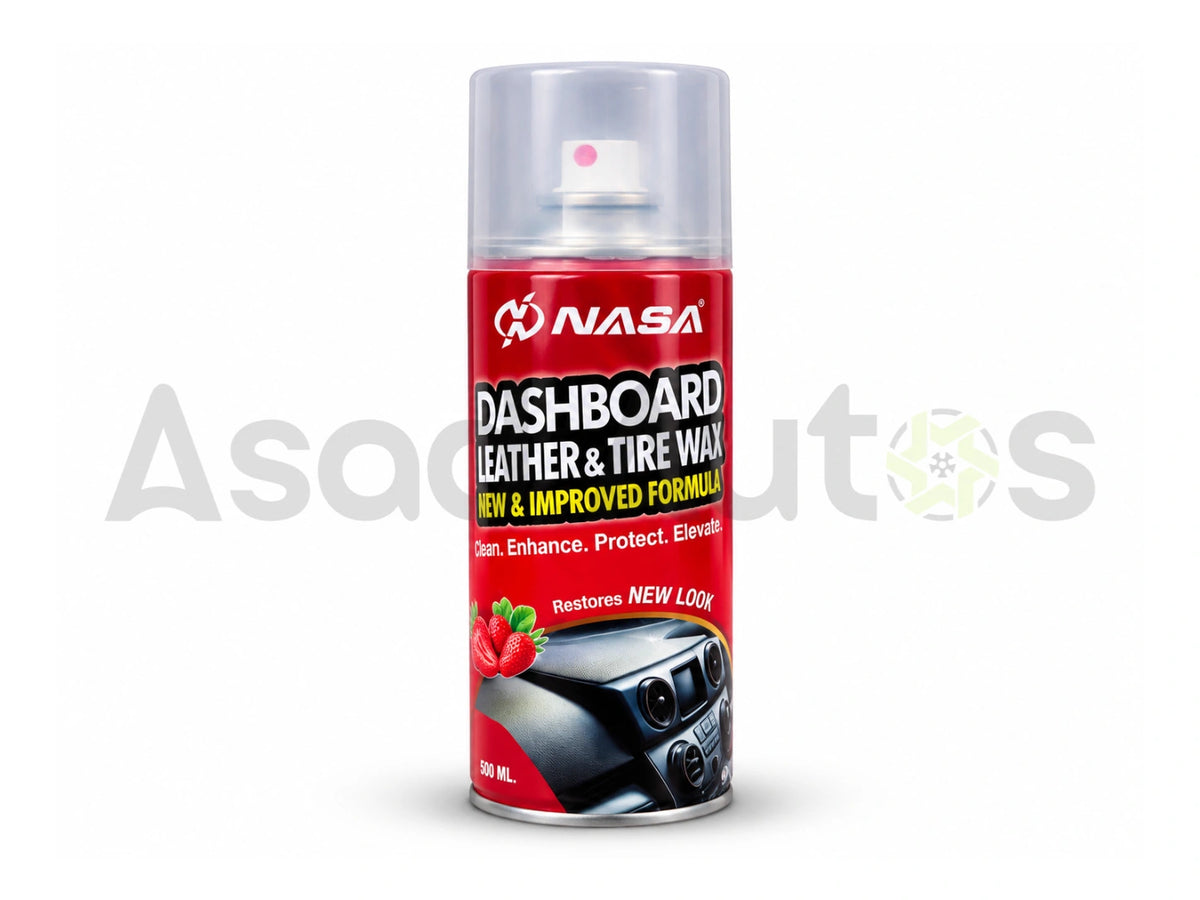 NASA Dashboard Leather and Tyre Wax automotive care product in a capped container