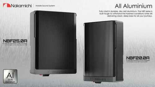 Nakamichi NBF25.0A 10″ Full Aluminium Active Underseat Subwoofer – 1000W Peak Power