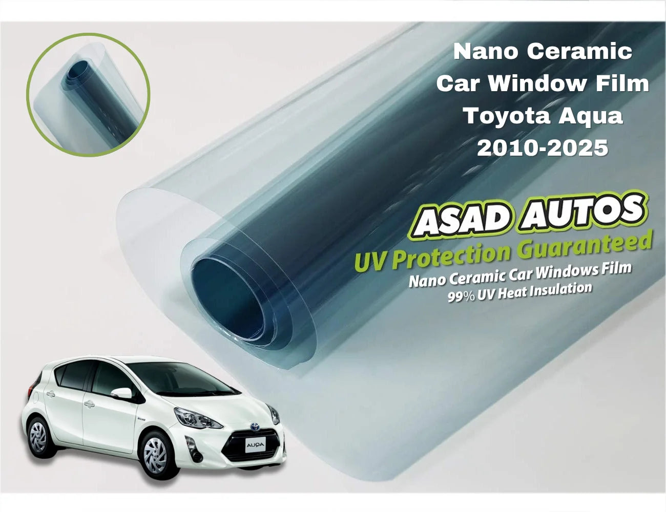 Nano Ceramic UV Protection Film for Toyota Aqua 2010–2025 – Premium UV & Heat Blocking Film
