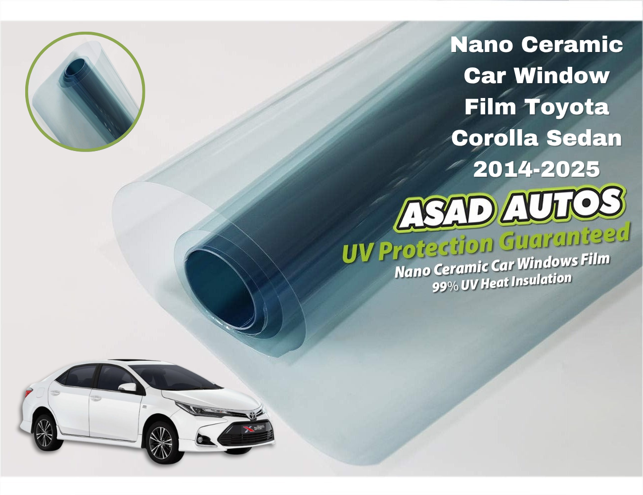 Nano Ceramic UV Protection Film for Toyota Corolla Sedan 2014–2026 – Heat & UV Blocking Film

