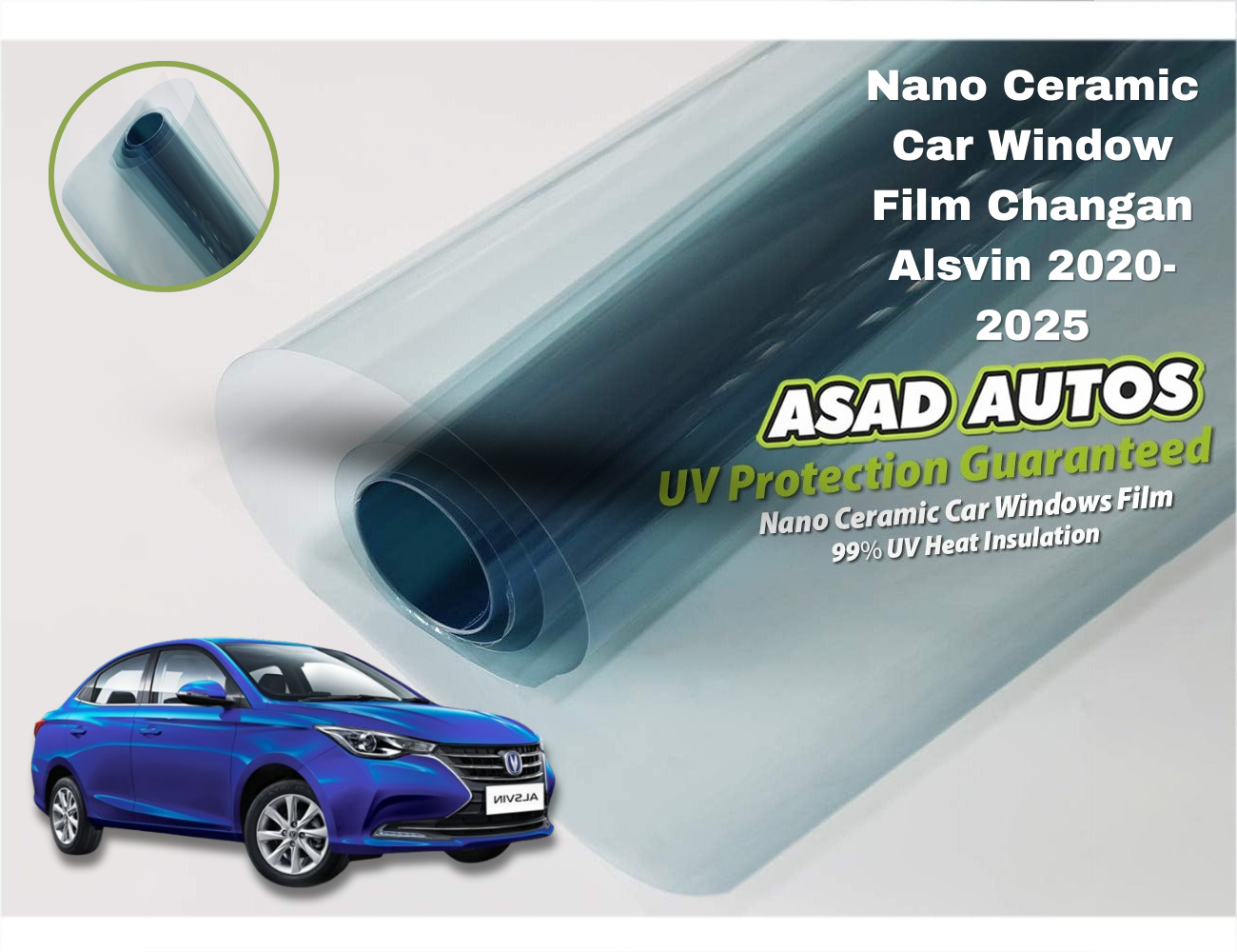 Uv Auto Graphics Nano Ceramic UV Protection Film for Changan Alsvin 2020–2025 – Heat ...